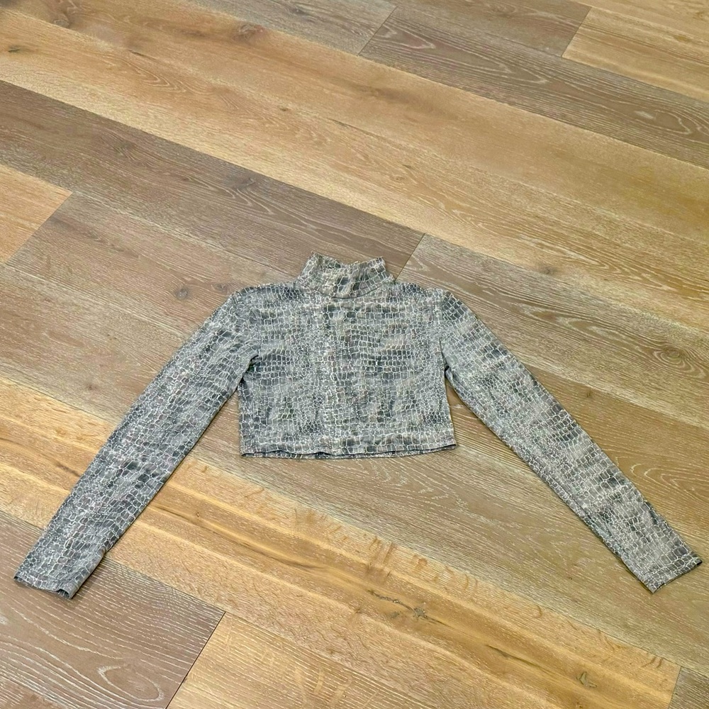 Berksha Long Sleeve Snakeskin Print Top Small